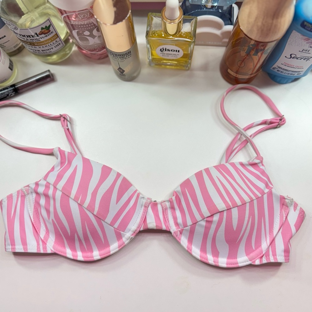 Pink and White Zebra Print Bikini